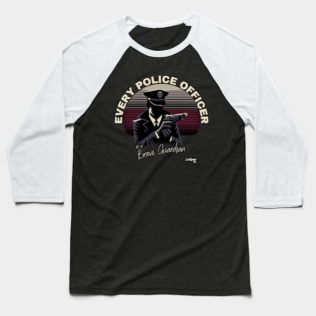 Mystique of the Badge: Shadowed Force - Retro Funny Vintage Style Baseball T-Shirt by LollipopINC